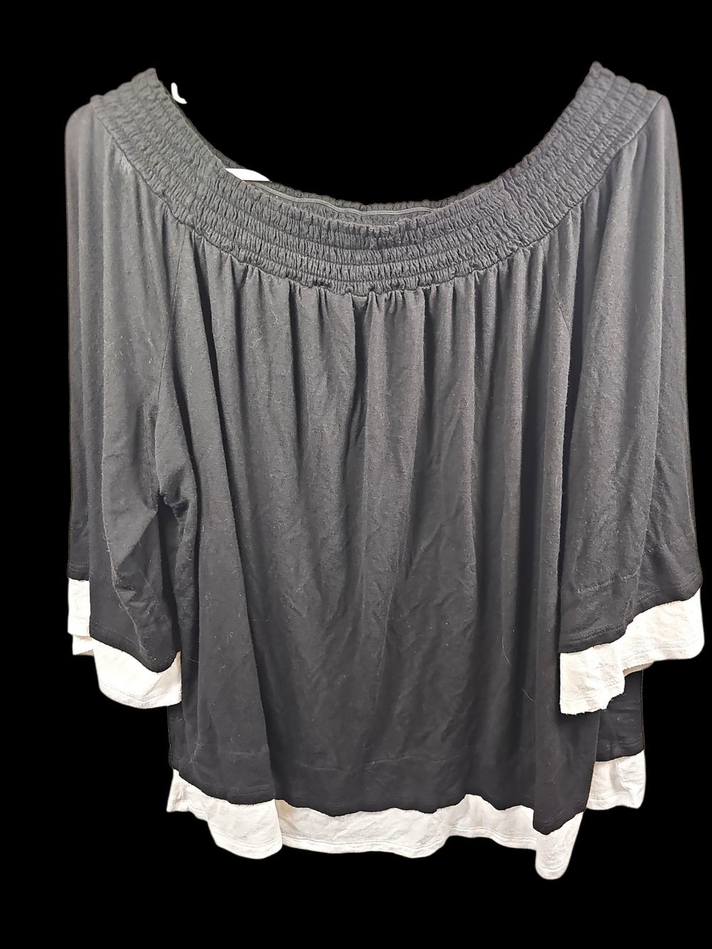Cato Black Off-Shoulder Top with White Trim
